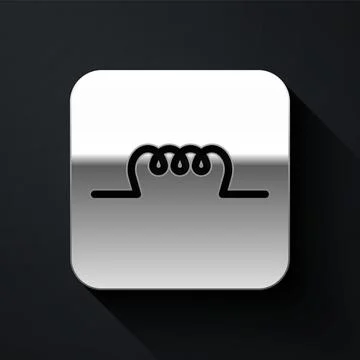Silver Inductor in electronic circuit icon isolated on black background. Long Stock Illustration