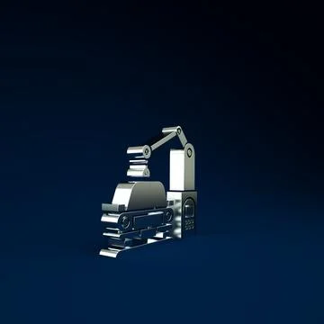 Silver Industrial machine robotic robot arm hand on car factory icon isolated Illustrazione stock