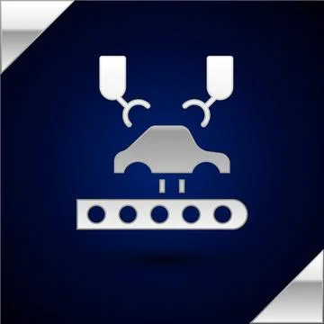 Silver Industrial machine robotic robot arm hand on car factory icon isolated on Stock Illustration