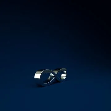 Silver Infinity icon isolated on blue background. Minimalism concept. 3d illu Stock Illustration