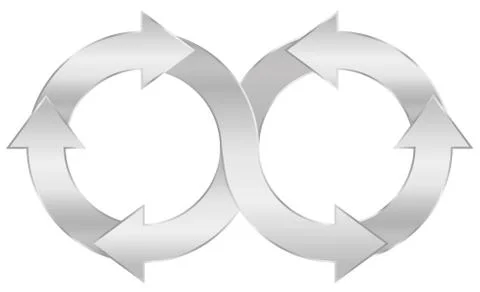 Silver Infinity Symbol Circuit Arrows Stock Illustration