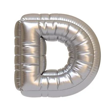 Silver Inflatable Letter D Balloon Isolated Stock Illustration