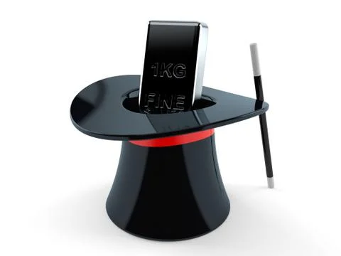 Silver ingot inside magic hat Stock Illustration