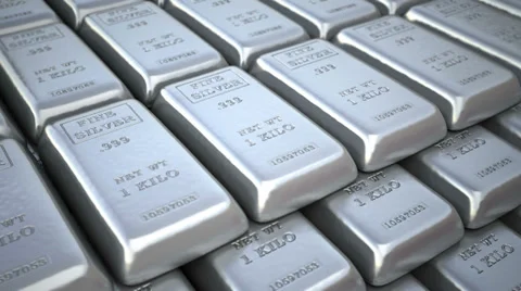 Silver ingots in bank vault Stock Footage 32659450