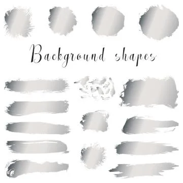 Silver ink borders, brush strokes, stains, banners, blots, splatters 스톡 일러스트
