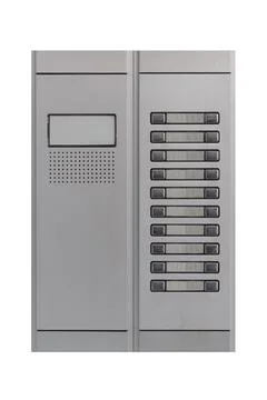 Silver intercom with keypad isolated on white background Stock Photos