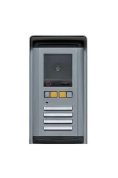 Silver intercom with keypad isolated on white background Stock Photos