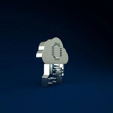 Silver Internet of things icon isolated on blue background. Cloud computing d Stock Illustration