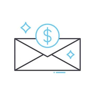 Silver invelope line icon, outline symbol, vector illustration, concept sign Stock Illustration