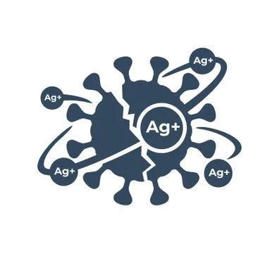 Silver ions acting emblem Stock Illustration