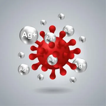 Silver ions Ag plus action illustration Stock Illustration