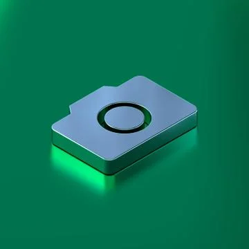 Silver isometric camera icon on emerald background Stock Illustration
