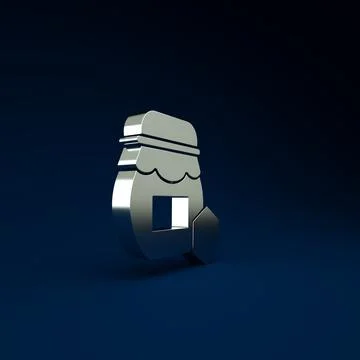 Silver Jar of honey icon isolated on blue background. Food bank. Sweet natura Illustrazione stock
