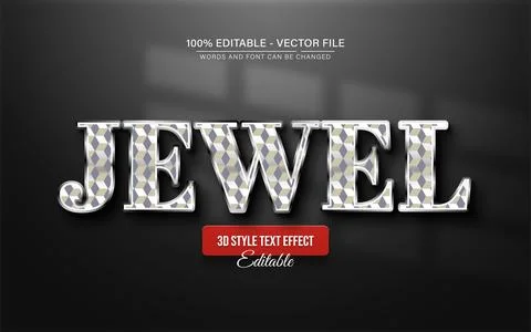 Silver jewel 3d text effect editable Illustrazione stock
