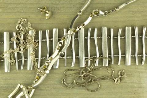 Silver jewelry Foto stock