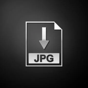 Silver JPG file document icon. Download JPG button icon isolated on black 스톡 일러스트