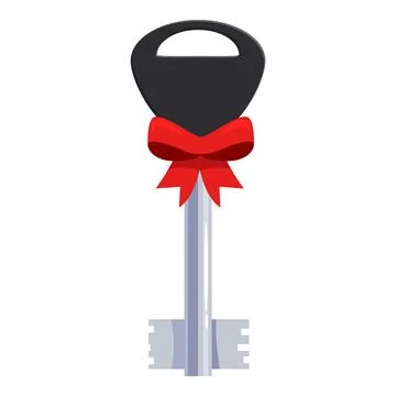 Silver key decorated with red bow representing special gift Stock Illustration