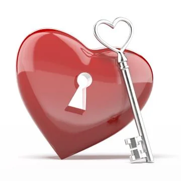 Silver key to the heart Illustrazione stock