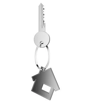 Silver key with house figure 库存插图