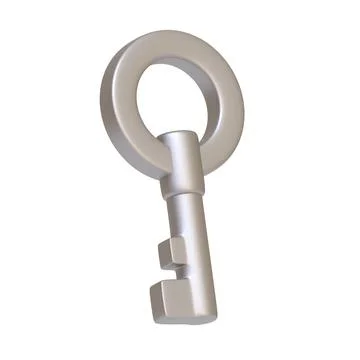 Silver key isolated on white background Stock Illustration