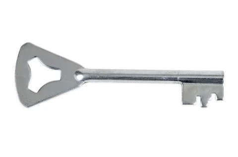 Silver key isolated on white background Stock Photos