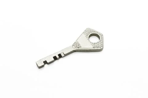 Silver key isolated on white background Stock-Fotos