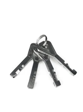Silver key isolated on white background Foto stock