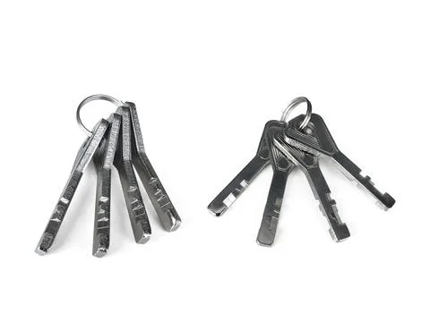 Silver key isolated on white background Stock Photos