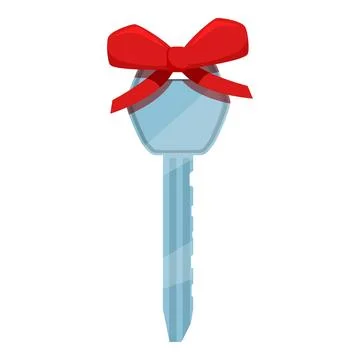 Silver key with red bow celebrating new home purchase Stock Illustration