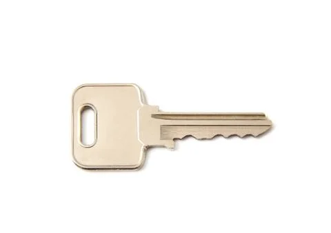 Silver key on a white background Stock Photos