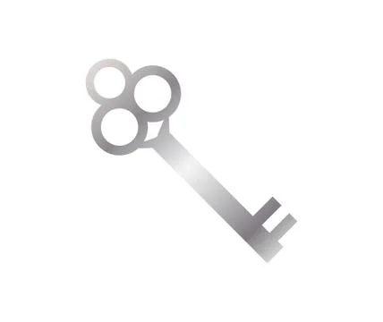 Silver key on white 스톡 일러스트