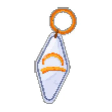 Silver keychain key pixel art vector illustration Stock Illustration