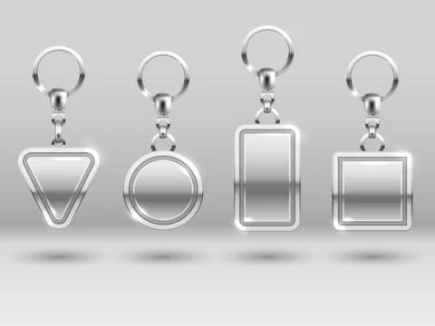 Silver keychains in different shapes for house door vector templates Ilustración de archivo