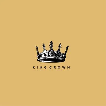 Silver king crown logo on golden background vector illustration. Stock Illustration