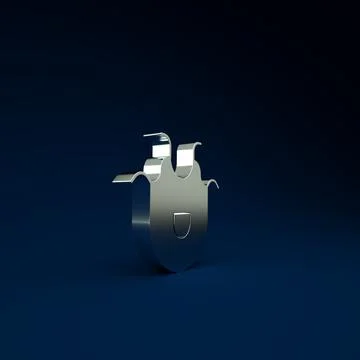 Silver Kitchen apron icon isolated on blue background. Chef uniform for cooki Stock Illustration