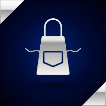 Silver Kitchen apron icon isolated on dark blue background. Chef uniform for Stock Illustration