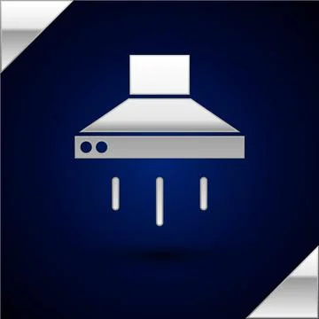 Silver Kitchen extractor fan icon isolated on dark blue background. Cooker ho Stock Illustration