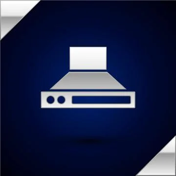 Silver Kitchen extractor fan icon isolated on dark blue background. Cooker hood Stock Illustration