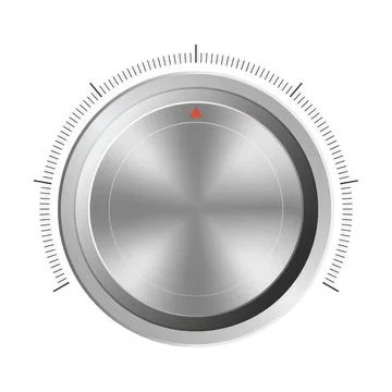 Silver kitchen timer with red indicator on white background Ilustração Stock