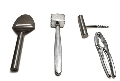 Silver kitchen utensils Stock Photos