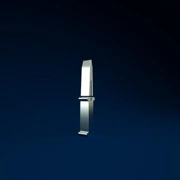 Silver Knife icon isolated on blue background. Army knife. Minimalism concept Illustration