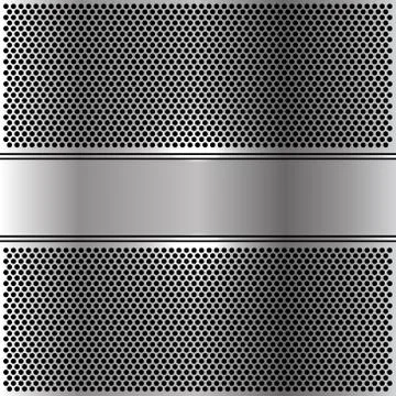 Silver label on circle mesh design modern luxury background vector illustration. Stock Illustration