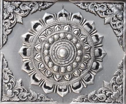 Silver lacquer show flower art balance global crafts thai artists. Stock Photos