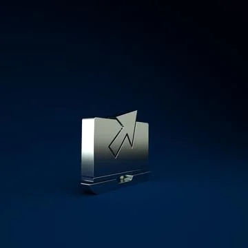 Silver Laptop and cursor icon isolated on blue background. Computer notebook  Stockillustratie