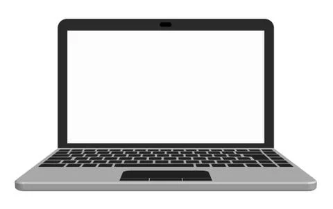 Silver laptop with blank screen. Template. Isometric vector on a white Stock Illustration