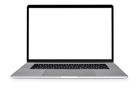 Silver laptop computer mock-up Stock Photos