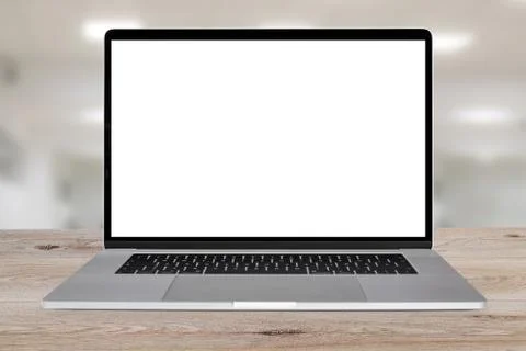 Silver laptop computer mock-up 스톡 사진