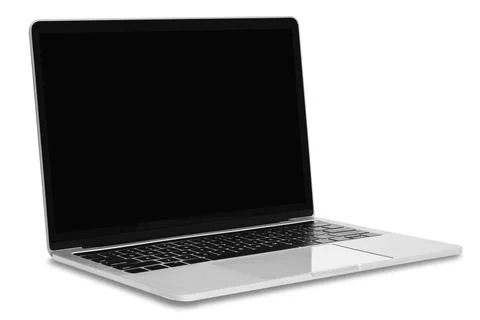 Silver laptop computer mock-up Foto stock