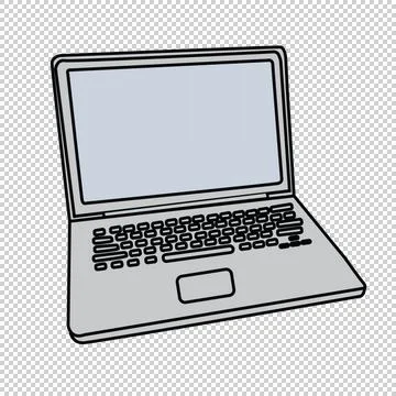 Silver Laptop (Transparent Background) Illustrazione stock