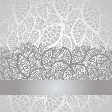 Silver leaves lace pattern border and background 스톡 일러스트